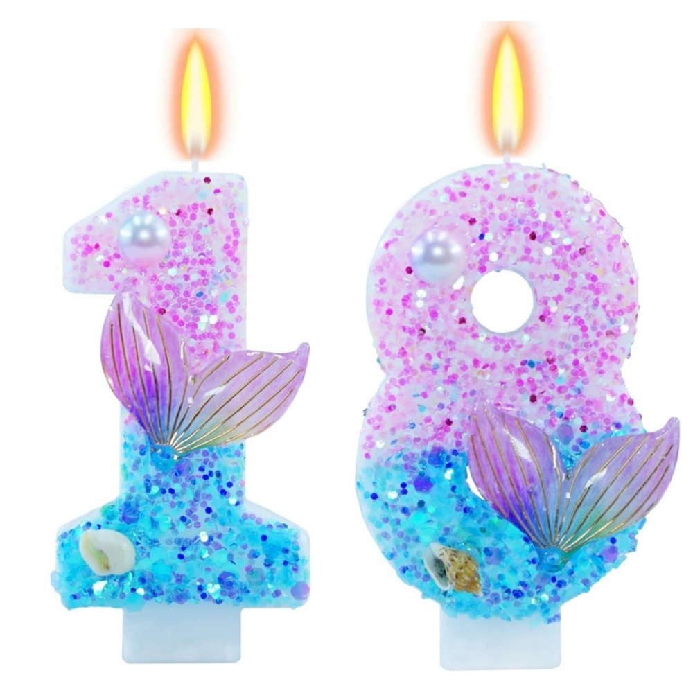 Candle Supplies Free Shipping - Mermaid Themed Birthday Candles, Number 5