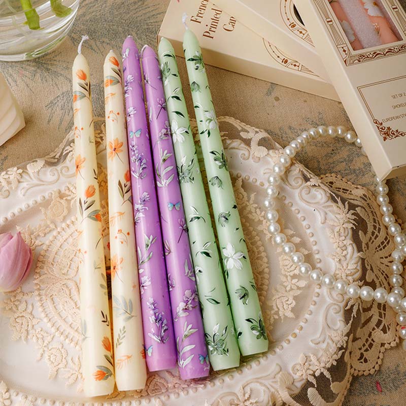 2PCS Long Candles Floral Print - Candle Supplies Bulk 评论和价格