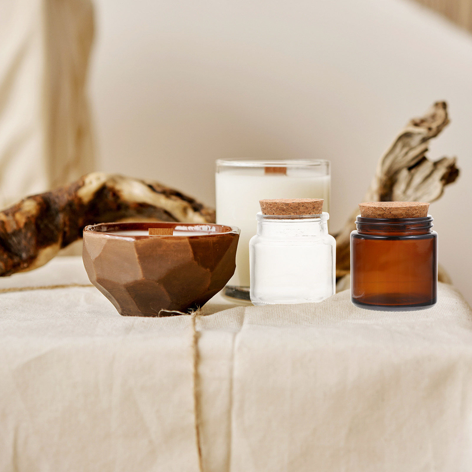 4Pcs Jars with Wooden Lids Gla - Candle Making Supplies Jars 评论和价格