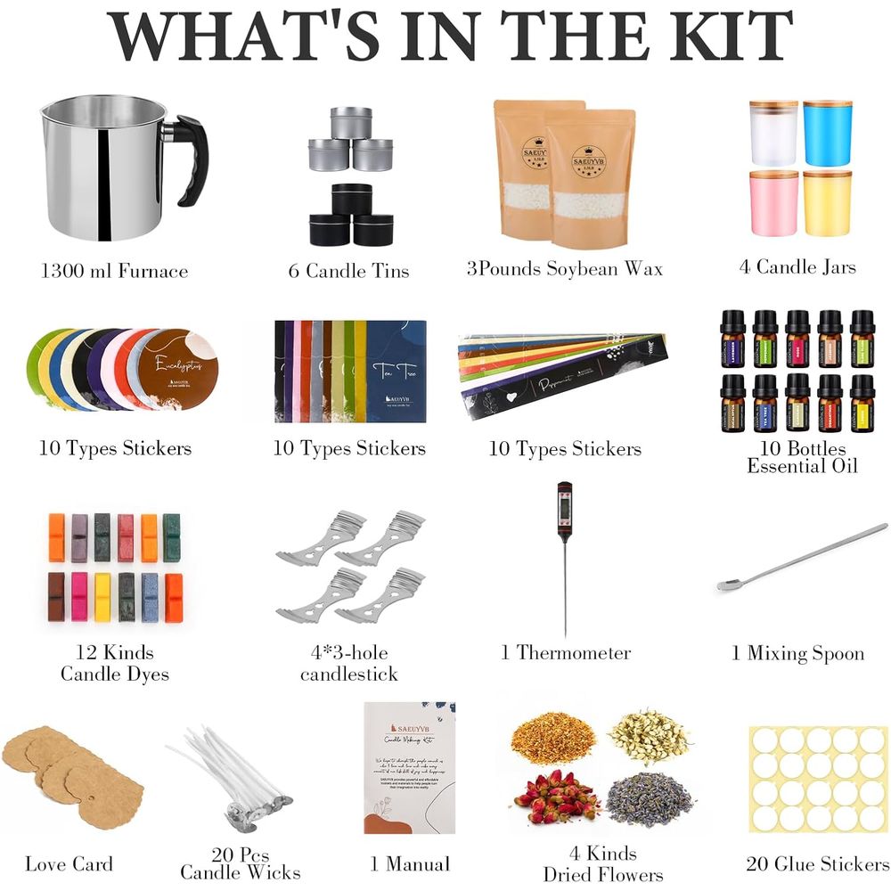 DIY Soy Candle Making Kit - Su - Candle Making Supplies Jars 评论和价格