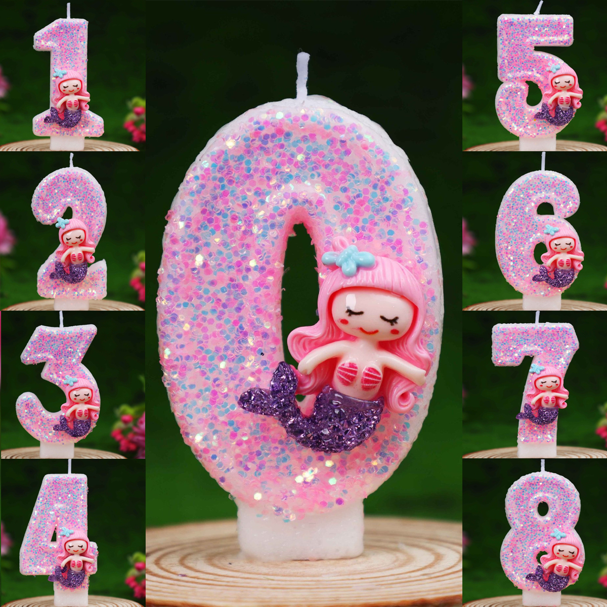 Creative Pink Mermaid 0-9 Digi - Candle Supplies Free Shipping 评论和价格