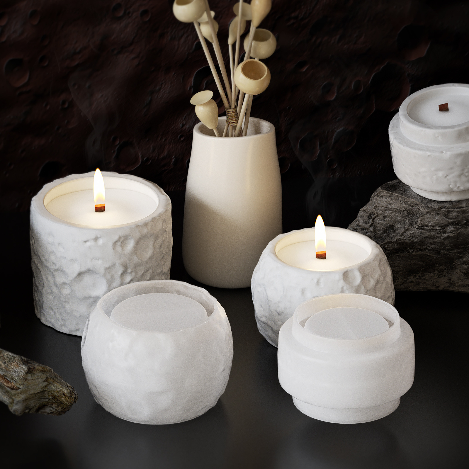 Lunar Texture Candle Jar Silic - Candle Making Supplies Jars 评论和价格
