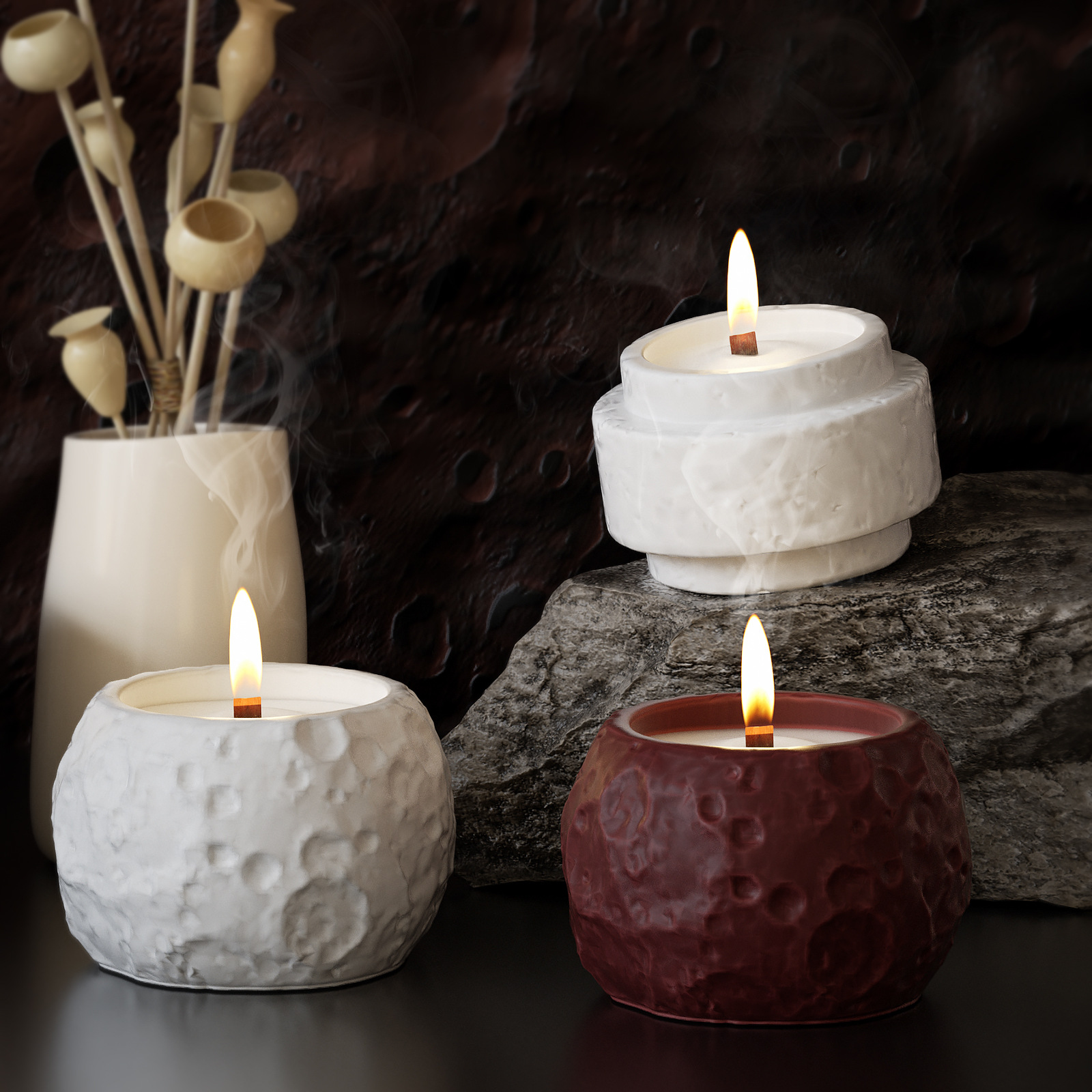 Lunar Texture Candle Jar Silic - Candle Making Supplies Jars 评论和价格