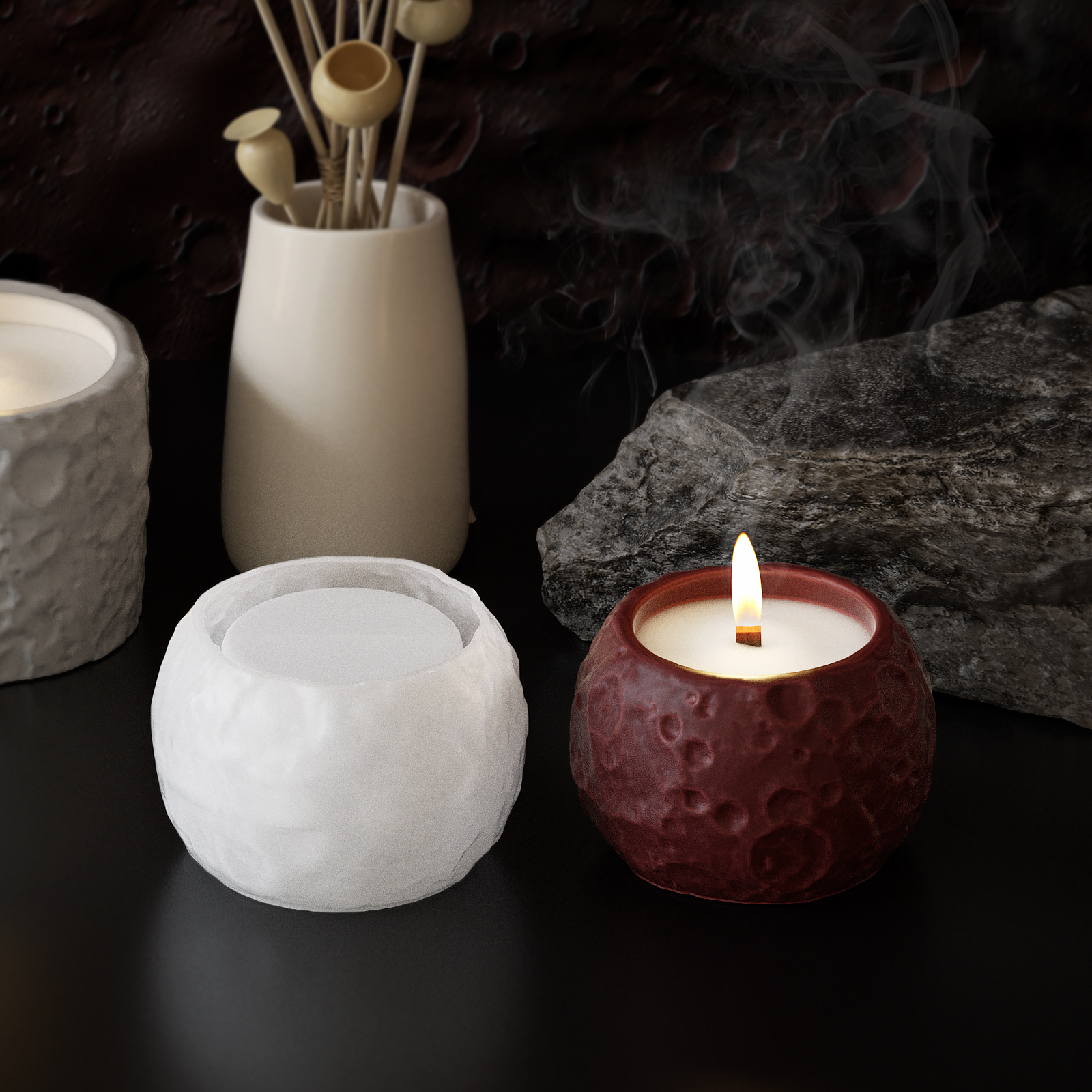 Lunar Texture Candle Jar Silic - Candle Making Supplies Jars 评论和价格