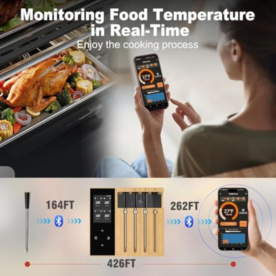 Bluetooth Meat Thermometer wit - Digital Thermometer Probe 评论和价格