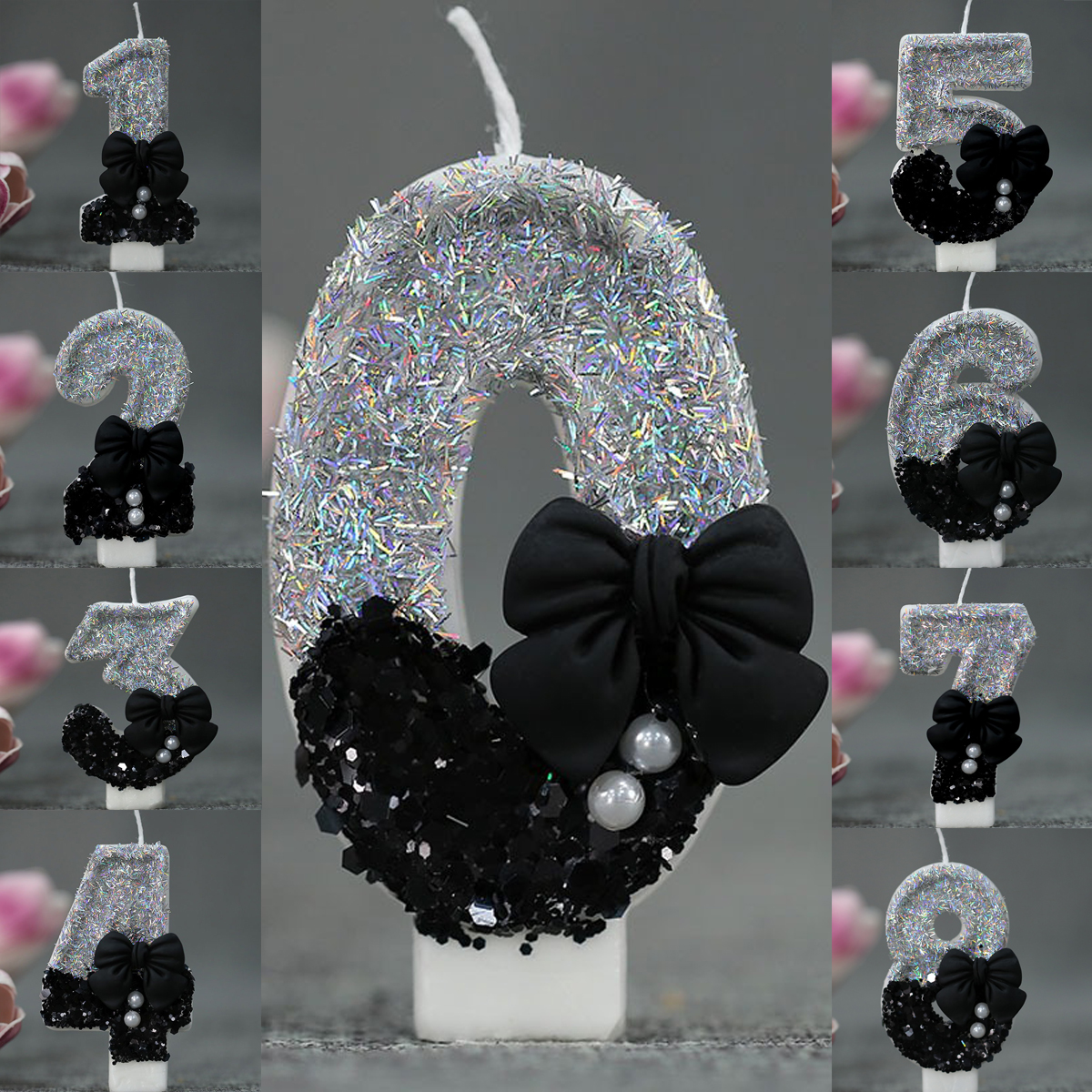 Midnight Bow & Pearl 0-9 Numbe - Candle Supplies Free Shipping 评论和价格